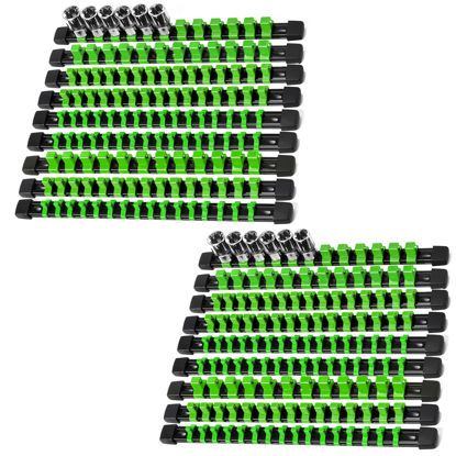 Picture of Reniteco Socket Organizer Drive ABS Tools - Green Socket Holder, Premium Quality 18 Pieces Socket Holders Kit 1/4-Inch x 96 Clips, 3/8-Inch x 90 Clips, 1/2-Inch x 72 Clips（18PC,Green)