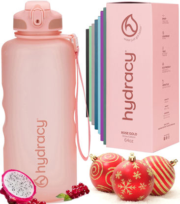 Picture of Hydracy 2L Large Water Bottle, Shatterproof, BPA Free Tritan Plastic, Leakproof, Zero Condensation, With Detachable Carry Strap, Spillproof Lid, Convenient Silicon Spout, Ideal for Gym, Yoga