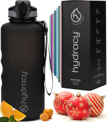 Picture of Hydracy 2L Large Water Bottle, Shatterproof, BPA Free Tritan Plastic, Leakproof, Zero Condensation, With Detachable Carry Strap, Spillproof Lid, Convenient Silicon Spout, Ideal for Gym, Yoga