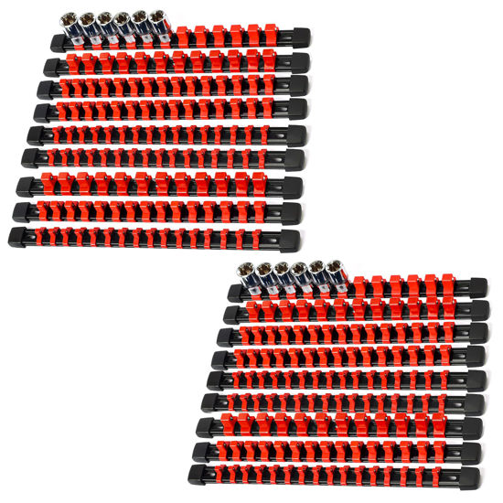 Picture of Reniteco Socket Organizer Drive ABS Tools - Red Socket Holder, Premium Quality 18 Pieces Socket Holders Kit 1/4-Inch x 96 Clips, 3/8-Inch x 90 Clips, 1/2-Inch x 72 Clips（18PC,Red)