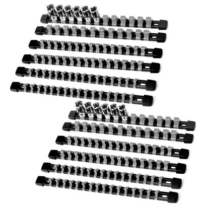 Picture of Reniteco Socket Organizer Drive ABS Tools - Grey Socket Holder, Premium Quality 12 Pieces Socket Holders Kit 1/4-Inch x 64 Clips, 3/8-Inch x 60 Clips, 1/2-Inch x 48 Clips（12PC,Grey)