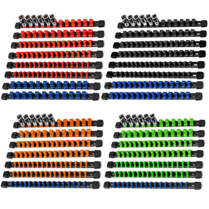 Picture of Reniteco Socket Organizer Drive ABS Tools - Socket Holder, Premium Quality 30 Pieces Socket Holders Kit 1/4-Inch x 160 Clips, 3/8-Inch x 150 Clips, 1/2-Inch x 120 Clips（30PC,Mix-color)
