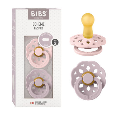 Picture of BIBS Pacifiers - Boheme Collection | BPA-Free Baby Pacifier | Made in Denmark | Set of 2 Blossom/Dusky Lilac Color Premium Soothers | Size 6-18 Months