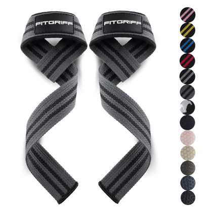 Picture of Fitgriff® Lifting Wrist Straps for Weightlifting, Gym, Deadlift, Workout (Made of Premium Cotton & Padded) - Men & Women (Standard, Grey)