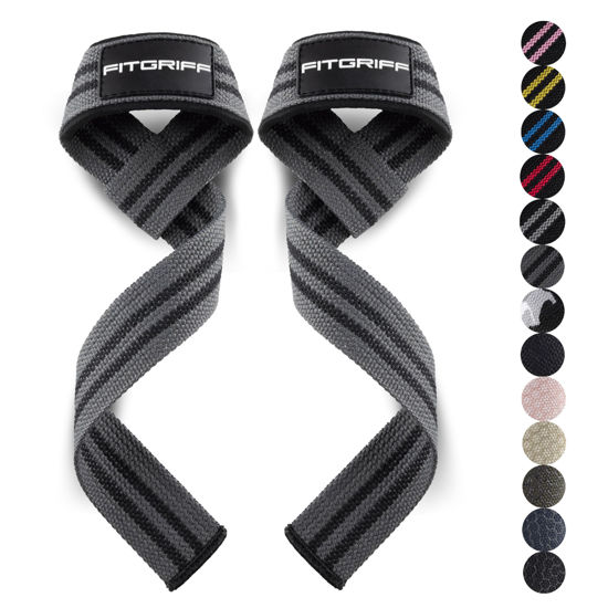 Picture of Fitgriff® Lifting Wrist Straps for Weightlifting, Gym, Deadlift, Workout (Made of Premium Cotton & Padded) - Men & Women (Standard, Grey)