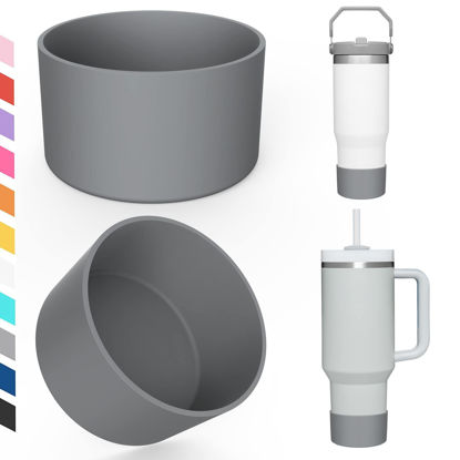 Picture of Airboat Upgrade 2PCS Protective Silicone Boot Bumper for Stanley Quencher Adventure 40oz 30oz IceFlow 20oz 30oz Tumbler, Water Bottle Bottom Sleeve Cover Accessories for Stanley Mug Cup(Light Grey)