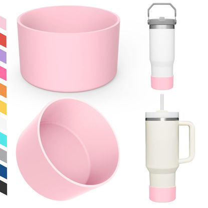 Picture of Airboat Upgrade 2PCS Protective Silicone Boot Bumper for Stanley Quencher Adventure 40oz 30oz IceFlow 20oz 30oz Tumbler, Water Bottle Bottom Sleeve Cover Accessories for Stanley Mug Cup(Pink)
