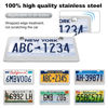 Picture of QUANQIUFEI 2 Pack License Plate Frames, Stainless Steel Car License Plate Cover Car Accessories with Screw Caps (Silver)