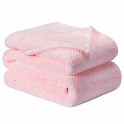 Picture of Fuzzy Throw Blanket, Plush Fleece Blankets for Adults, Toddler, Boys and Girls, Warm Soft Blankets and Throws for Bed, Couch, Sofa, Travel and Outdoor, Camping (Queen(80"x90"), XXL-Baby Pink)