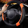 Picture of CAR PASS Line Rider Microfiber Leather Sporty Steering Wheel Cover Universal Fits for 95% Truck,SUV,Cars,14.5-15inch Anti-Slip Safety Comfortable Desgin (Black-Orange)
