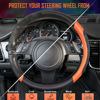 Picture of CAR PASS Line Rider Microfiber Leather Sporty Steering Wheel Cover Universal Fits for 95% Truck,SUV,Cars,14.5-15inch Anti-Slip Safety Comfortable Desgin (Black-Orange)