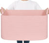 Picture of Goodpick Large Blanket Basket, Woven Baskets for Storage, Large Baskets for Organizing, Toy Basket for Nursery, Bedroom, Rectangle Storage Basket with Handles, 21.6" x 14.9" x 11.8", Pink