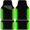 Picture of CAR PASS Fluorescent Leather & Waterproof Car Carpet Floor Mats, Universal Car Mats Fit for SUV,Vans,sedans, Trucks,Set of 4pcs Car Carpet with Anti-Slip nibbs Driver Heel Pad (Black Green Lime)