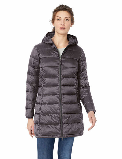 Picture of Amazon Essentials Women's Lightweight Water-Resistant Hooded Puffer Coat (Available in Plus Size), Charcoal Heather, X-Small
