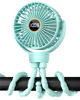 Picture of buywoo 3.5" Battery Powered Baby Stroller Cooling Fan, 3-Speed Rechargebale Tripod Fan with 360 Degree Rotation, Quiet Portable Fan with LED Display, Great for Car Seat, Crib, Bike, Treadmill, Aqua