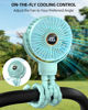 Picture of buywoo 3.5" Battery Powered Baby Stroller Cooling Fan, 3-Speed Rechargebale Tripod Fan with 360 Degree Rotation, Quiet Portable Fan with LED Display, Great for Car Seat, Crib, Bike, Treadmill, Aqua