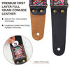 Picture of Nefelibata Guitar Strap, Vintage Embroidered Cotton Guitar Straps with Head Cowhide Leather Ends for Bass, Electric & Acoustic Guitars, with Free Strap Button, 1 Pair Strap Locks and 4 Guitar Picks