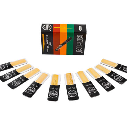 Picture of Pimoys 10 Pack Clarinet Reeds, Strength 2.0, Traditional B Flat Clarinet Reed With Box