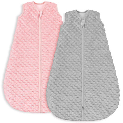 Picture of Yoofoss Fleece Baby Sleep Sack 0-6 Months with Plush Dots, TOG 1.5 Baby Wearable Blanket with 2-Way Zipper, Cotton Toddler Sleep Sack Fleece