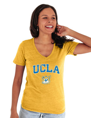 Picture of Blue 84 UCLA Bruins Women's Standard Tri-Blend T-Shirt Vintage Arch Over Secondary Color, X-Large