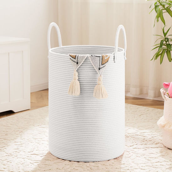 Picture of Artfeel Laundry Basket,Woven Cotton Rope Laundry Hamper,80L for Decorative Storage of Dirty Clothes,Toys and Blankets in Bathroom,Baby Room and Living Room