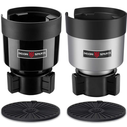 Picture of SEVEN SPARTA 2 Pack Car Cup Holder Expander Organizer Adjustable Base, Compatible with Yeti 20/26/30 oz, Hydro Flasks 32/40oz, Nalgenes 30/32/38/48 oz, Other Bottles in 3.4"-3.8" (Black and Silver)