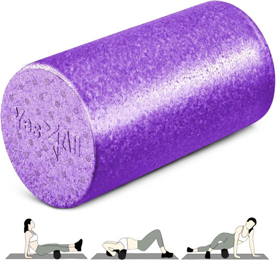 Picture of Yes4All High Density Foam Roller for Back, Variety of Sizes & Colors for Yoga, Pilates - Purple - 12 Inches