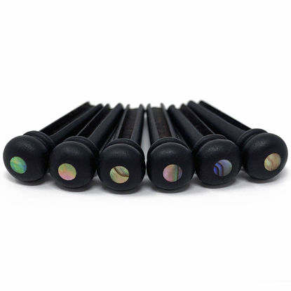 Picture of Crosby Slotted Pure Ebony Bridge Pins with Abalone Dot Inlay for 6 & 12 String Acoustic Guitar