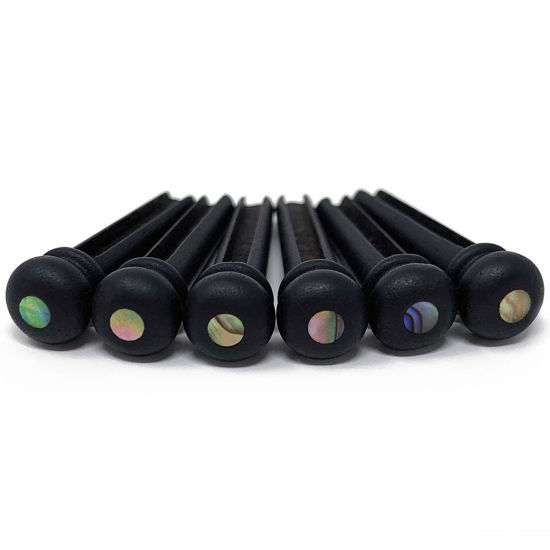 Picture of Crosby Slotted Pure Ebony Bridge Pins with Abalone Dot Inlay for 6 & 12 String Acoustic Guitar