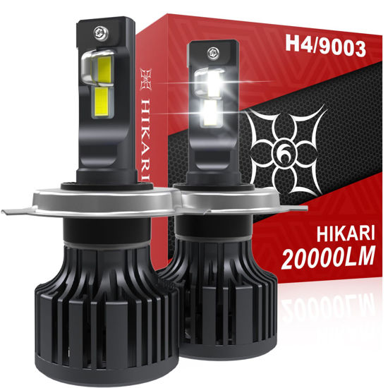 Picture of Hikari 2025 20000LM H4 9003 Dual Beam LED Bulbs, Fog Light, 45W Upgraded Core-16 LED, High Lumens LED Kit, 6000k Cool White, IP68 Waterproof,HB2 Foglight