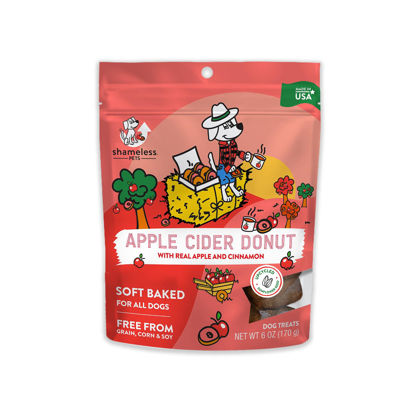 Picture of Shameless Pets Soft-Baked Dog Treats - Apple Cider Donut Grain-Free Dog Snacks for Medium & Large Dogs, Natural & Healthy Dog Chews, Doggy Treats for Older & Senior Dogs, Made in USA