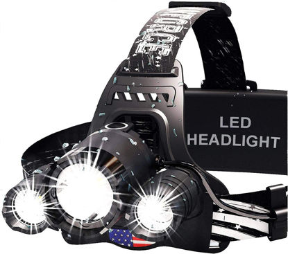 Picture of DanForce Headlamp. USB Rechargeable LED Head Lamp. Ultra Bright CREE 1080 Lumen Headlamp Flashlight + Red Light. HeadLamps for Adults, Camping, Outdoors & Hard Hat Light. Zoomable IPX54 Headlight