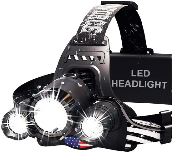 Picture of DanForce Headlamp. USB Rechargeable LED Head Lamp. Ultra Bright CREE 1080 Lumen Headlamp Flashlight + Red Light. HeadLamps for Adults, Camping, Outdoors & Hard Hat Light. Zoomable IPX54 Headlight