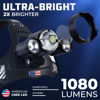 Picture of DanForce Headlamp. USB Rechargeable LED Head Lamp. Ultra Bright CREE 1080 Lumen Headlamp Flashlight + Red Light. HeadLamps for Adults, Camping, Outdoors & Hard Hat Light. Zoomable IPX54 Headlight