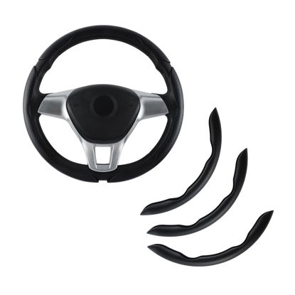 Picture of Amiss 3pcs Car Carbon Fiber Anti-Skid Steering Wheel Cover，Segmented Steering Wheel Protector, Butterfly Steering Wheel Cover, Universal 99% Car Wheel Cover Protector, Car Interior Accessories(Black)