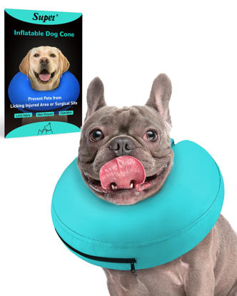 Picture of Supet Inflatable Dog Cone Collar Alternative after Surgery, Dog Neck Donut Collar Recovery E Collar to Stop Licking, Soft Dog Cone for Small Medium Large Dogs
