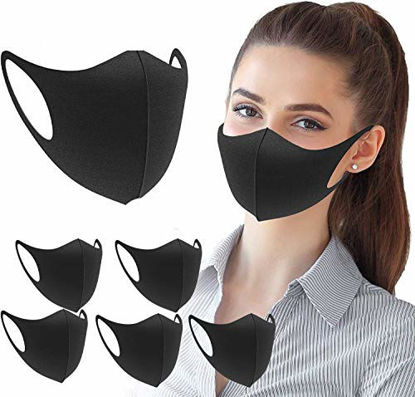 Picture of 6 Pack Fashion Cloth Fabric Face Protection, Unisex Earloop Black Dust Reusable Washable