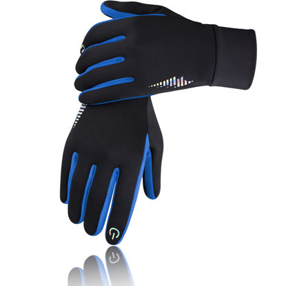 Picture of SIMARI Kids Winter Gloves with Touchscreen, Warm Thermal, Water-Resistant, Windproof for Boys Girls Toddler, Gloves for Cold Weather Running Cycling Snow Skiing Hiking Football Rugby Camping, Blue