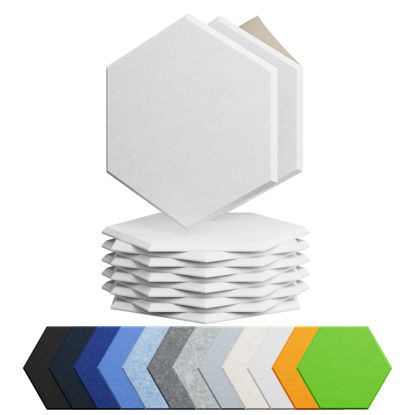 Picture of Amantech 12 Pack Acoustic Panels Self Adhesive Sound Proof Foam, High Density Sound Acoustic Foam Panel, 12X10.23X0.4 Inch Hexagon Wall Panels in Home,Office,Reccording Room,Studio(Snow White)