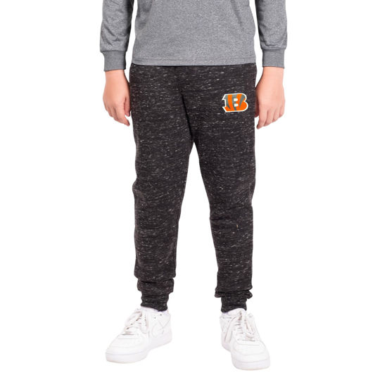 Picture of Ultra Game NFL Cincinnati Bengals Boys Extra Soft Black Snow Fleece Jogger Sweatpants, Black Snow, 10/12