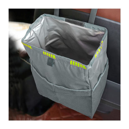 Picture of Fekey&JF Hanging Car Trash Can with Storage Pockets, Waterproof Leakproof Oxford Auto Garbage Bag, Multi-Use Organizer for Outdoor Traveling, Foldable Trash Bin for Truck, SUV, Home, Office (Gray)