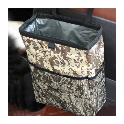 Picture of Fekey&JF Hanging Car Trash Can, Waterproof Leakproof Oxford Auto Garbage Bag with Storage Pockets, Vehicle Multi-Use Organizer for Outdoor Traveling, Foldable Trash Bin Universal for Car, SUV