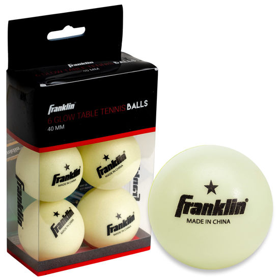Picture of Franklin Sports Glow in The Dark Ping Pong Balls - Official Size + Weight 40mm Table Tennis Balls - One Star Glow in The Dark Ping Pong Balls - Durable High Performance Balls - Green - 6 Pack