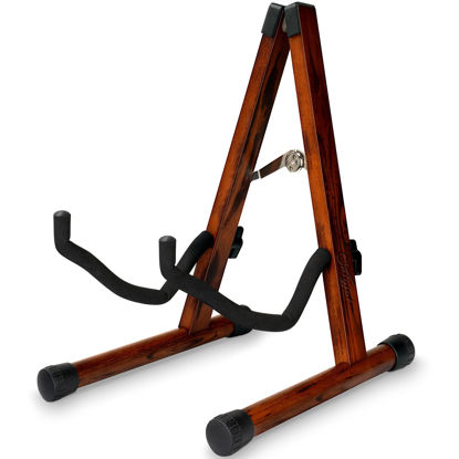 Picture of SNIGJAT Guitar Stand, Wood Acoustic Guitar Stand, Electric Guitar Stand Adjustable, Guitar Floor Display Stand with Foam Padded, Folding Bass Guitar Stand for Cello Banjo Mandolin Ukulele