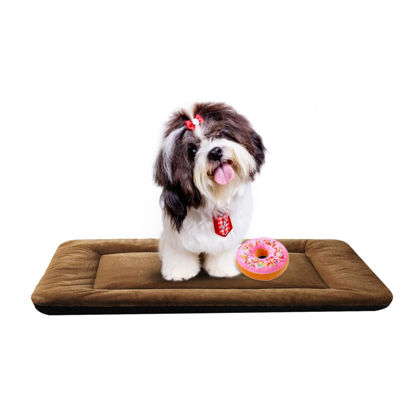 Picture of Dog Beds Crate Pad for Small Dogs Fit Metal Dog Crates,Ultra Soft Dog Crate Bed Washable & Anti-Slip Kennel Pad for Dogs Cozy Sleeping Mat,Brown 24inch