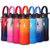 Picture of Farsea Insulated Water Bottle With Paracord Handle, Protective Silicone Boot and 2 Lids (Straw Lid & Spout Lid), Stainless Steel Water Bottle Wide Mouth, Double Wall Sweat-Proof BPA-Free, 40 oz