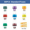 Picture of ZIPCCI 80 Pcs Standard Car Fuse, Fuses Assortment kit(1A/3A/5A/10A/15A/20A/30A/40AMP) Automotive Blade Fuse for RV, Truck, Marine, Auto Accessories