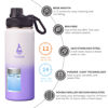 Picture of Farsea Insulated Water Bottle With Paracord Handle, Protective Silicone Boot and 2 Lids (Straw Lid & Spout Lid), Stainless Steel Water Bottle Wide Mouth, Double Wall Sweat-Proof BPA-Free, 18 oz