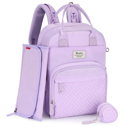 Picture of RUVALINO Diaper Bag Backpack, Multifunction Travel Pack Maternity Baby Changing Bags, Large Capacity, Waterproof, Purple