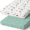 Picture of Pack n Play Sheets, BROLEX 2 Pack Mini Crib Sheets,Stretchy Portable Fitted Playard Sheet Set, Convertible Playard Mattress Cover,Ultra Soft Breathable Material,Cute Dinosaurs